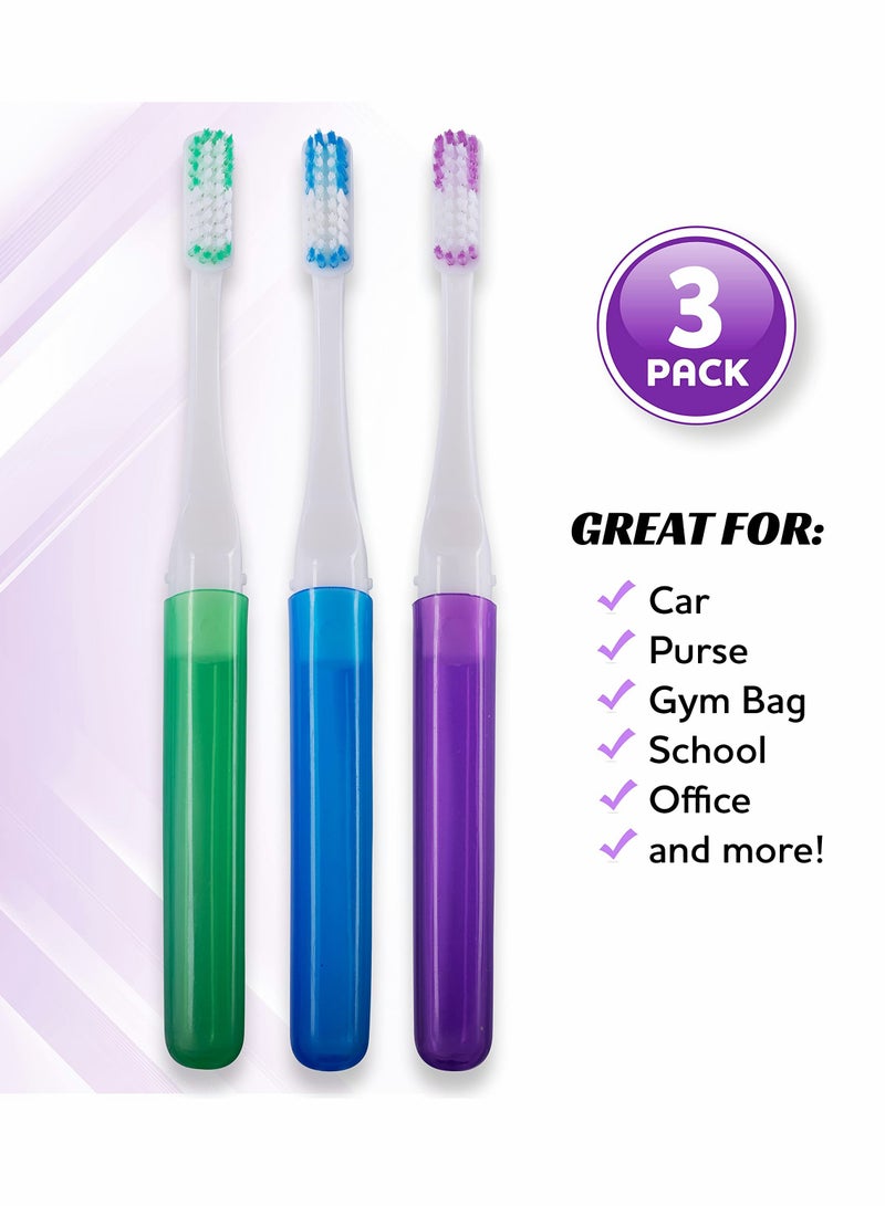 Set of 6 Portable Travel Toothbrushes with Protective Covers for On-the-Go Oral Care - Image 2