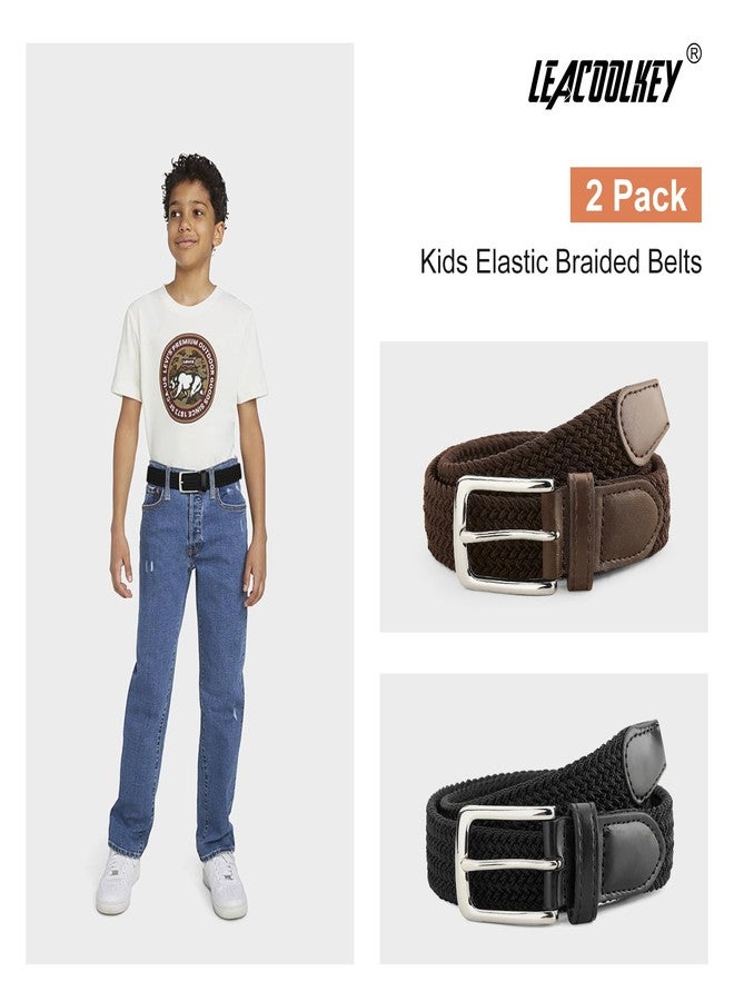 LEACOOLKEY Kids 2 Pack Elastic Braided Belts Stretch Golf Belts for Boys and Girls Aged 3-12 Years - Image 2