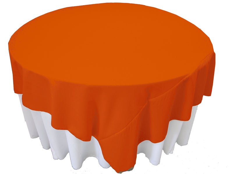 La Linen Polyester Poplin Washable Square Tablecloth  Stain And Wrinkle Resistant Table Cover  Fabric Table Cloth For Dinning  Kitchen  Party  Holiday 90 By 90-Inch  Orange  (Tcpop90X90_Orangep48)