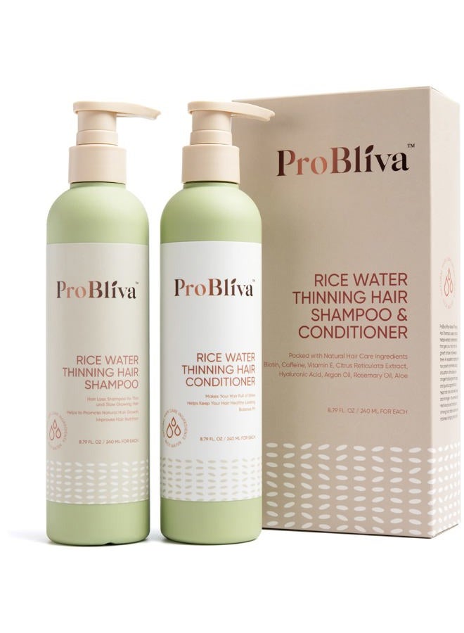 ProBliva Shampoo and Conditioner Set for Thinning Hair, Rice Water Shampoo and Conditioner, Daily Routine Shampoo and Conditioner For Women Hair Loss, Packed with Biotin, Caffeine, Reticulata Extract, - Image 1