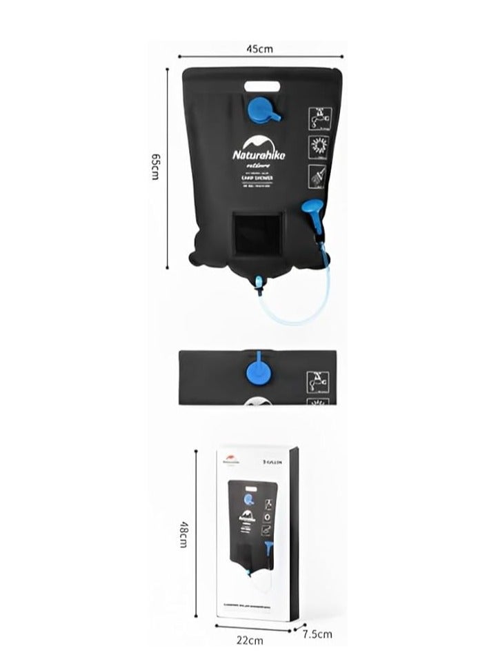 Naturehike Naturehike Dawn Bath Outdoor Solar Shower | Black | 20L Capacity | Eco-friendly EVA Material | Heats Water to 40°C - 50°C with Solar Power | Foldable and Easy to Store | Unisex-Adult - Image 4