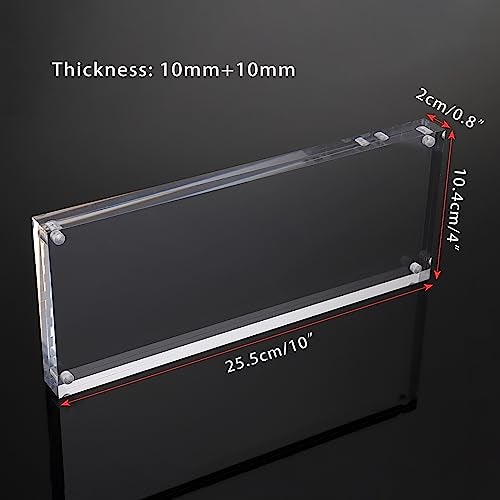 JUXYES Clear Acrylic Business License Frame Magnetic License Certificate Display Frame Acrylic Sandwich Frames Frameless Panoramic Picture Frame Tabletop Magnetic Frames for Business License 4x10 - Image 3