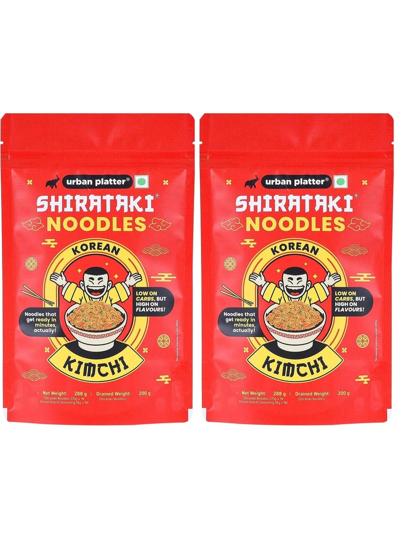 Urban Platter Korean Kimchi Shirataki Noodles, 288g (Konjac Noodle | Keto-friendly, Low-Carb, Fat-free | Kimchi Flavour | Ready in Minutes) (Pack of 2) - Image 1