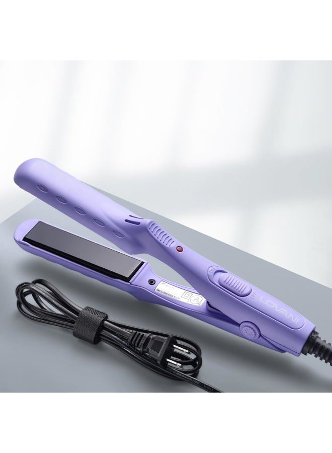 Lovani Dual Voltage Travel Straightener, Tourmaline Ceramic Small Straightener for Short Hair and Bangs, Portable with Insulated Bag (Purple) - Image 4
