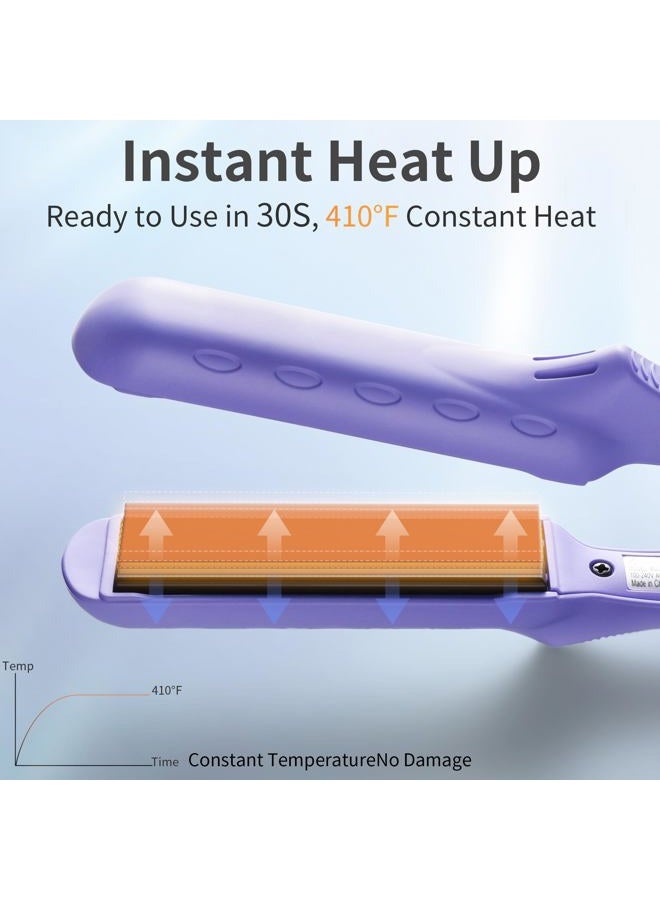 Lovani Dual Voltage Travel Straightener, Tourmaline Ceramic Small Straightener for Short Hair and Bangs, Portable with Insulated Bag (Purple) - Image 2
