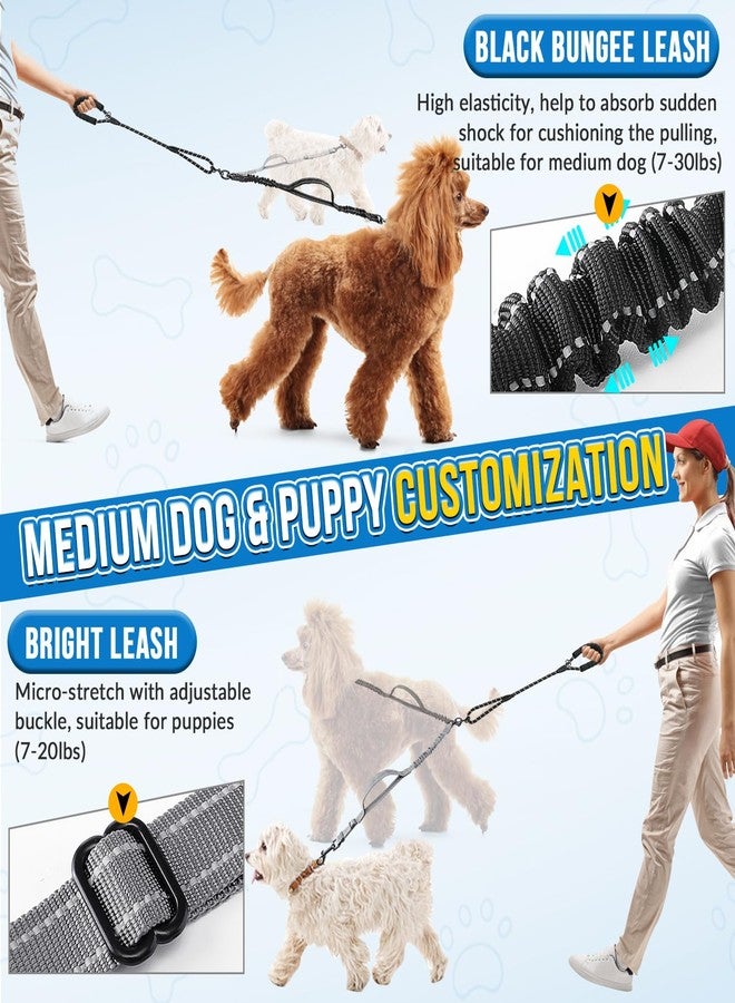AUTOWT Double Leash for Two Dogs, No Tangle 360° Swivel Dual Dog Leashes with 4 Handles, Super Lightweight for Puppy, Reflective Adjustable Strap and Shock Absorbing Bungee - Image 4