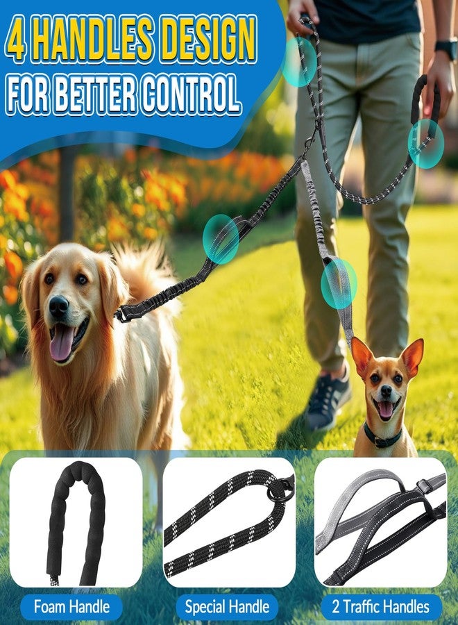 AUTOWT Double Leash for Two Dogs, No Tangle 360° Swivel Dual Dog Leashes with 4 Handles, Super Lightweight for Puppy, Reflective Adjustable Strap and Shock Absorbing Bungee - Image 2