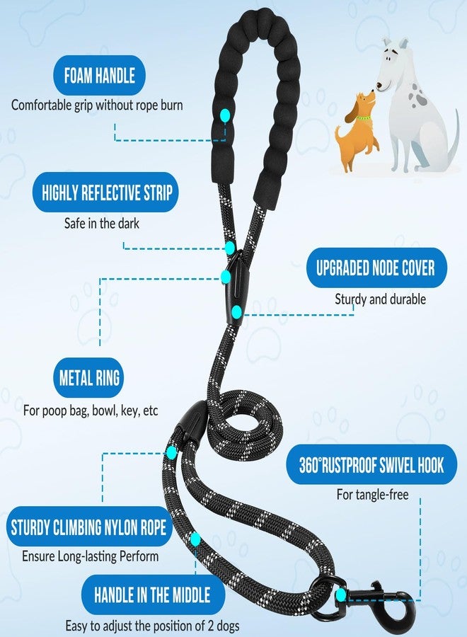 AUTOWT Double Leash for Two Dogs, No Tangle 360° Swivel Dual Dog Leashes with 4 Handles, Super Lightweight for Puppy, Reflective Adjustable Strap and Shock Absorbing Bungee - Image 3