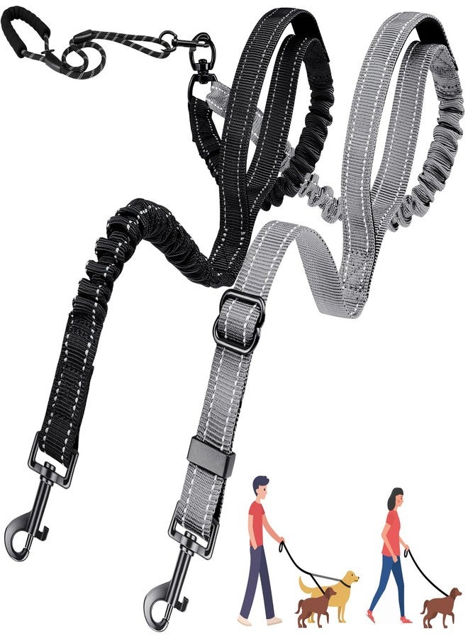 AUTOWT Double Leash for Two Dogs, No Tangle 360° Swivel Dual Dog Leashes with 4 Handles, Super Lightweight for Puppy, Reflective Adjustable Strap and Shock Absorbing Bungee - Image 1