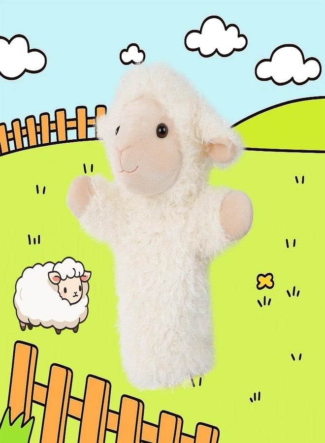 JUSTQUNSEEN Plush Lamb Hand Puppet Soft Fuzzy Sheep Stuffed Animal for Baby Story Time Safe Washable Stuffed Adult Hands Fit Interactive Play - Image 3