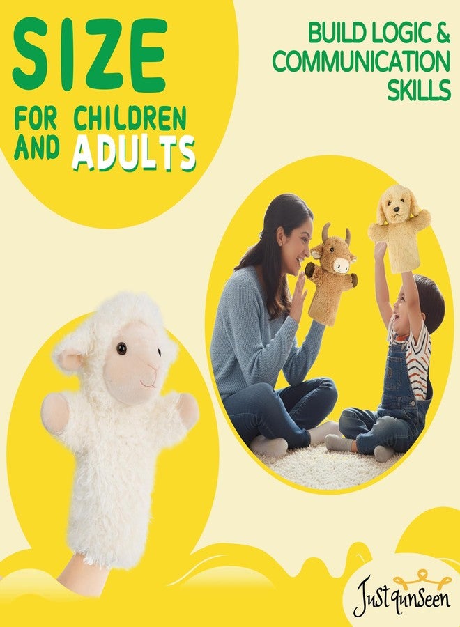 JUSTQUNSEEN Plush Lamb Hand Puppet Soft Fuzzy Sheep Stuffed Animal for Baby Story Time Safe Washable Stuffed Adult Hands Fit Interactive Play - Image 4