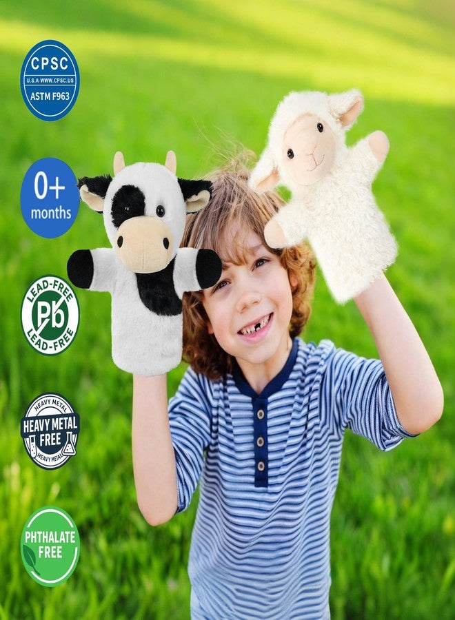 JUSTQUNSEEN Plush Lamb Hand Puppet Soft Fuzzy Sheep Stuffed Animal for Baby Story Time Safe Washable Stuffed Adult Hands Fit Interactive Play - Image 2