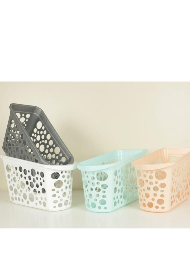 درج تخزين صغير الحجم - منظم بلاستيكي متعدد الالوان للثلاجات (طول 27 سم × ارتفاع 17 سم × عرض 12 سم) للاستخدام في المساحات الذكية (4 قطع) - Image 3