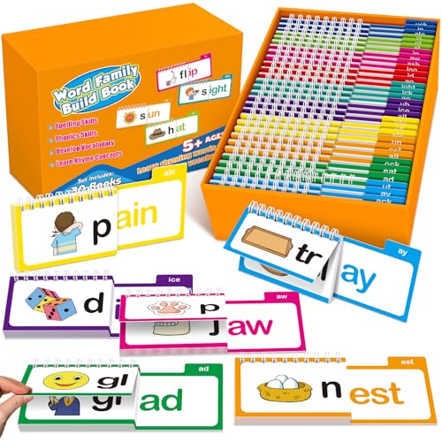 Edulok Phonics Flash Cards Word Family Build BookLearn to Read 30 Read and Rhyme Flip BooksSight Words Flash Cards Kindergarten Phonics Flip Books for Kids Classroom Homeschool Preschool Learning Activity - Image 1