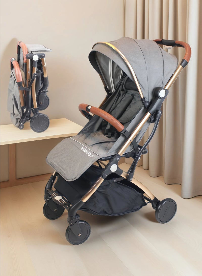 One-click Foldable Airplane Ready Travel Stroller Ultra Lightweight with Absorbent Multi Position Reclining Seat Adjustable Canopy Foldable Storage Basket NO.1104 - Image 1