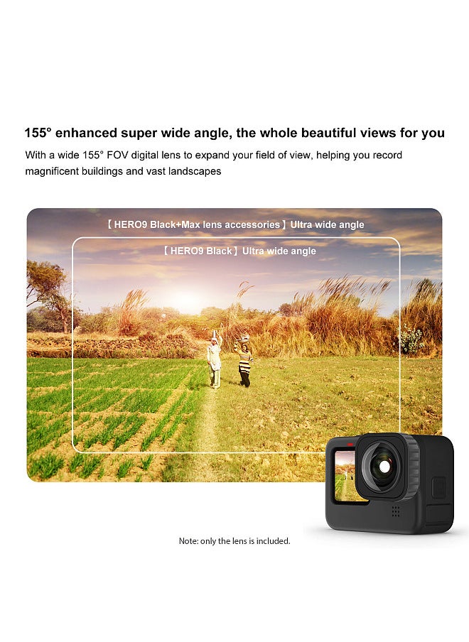 PULUZ - Camera Lens Anti-Shaking 155°Wide Angle Support 5-meter Waterproof Lens Mod Compatible with GoPro Max/ Hero 12 11 10 9 Black - Image 1