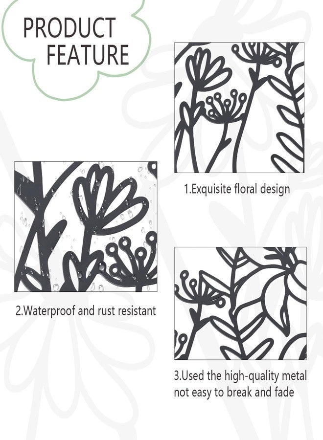 OYEFLY 3 Pcs Metal Flower Wall Decor,Flower Art Wall Decor,Farmhouse Wall Decor (Black) - Image 2