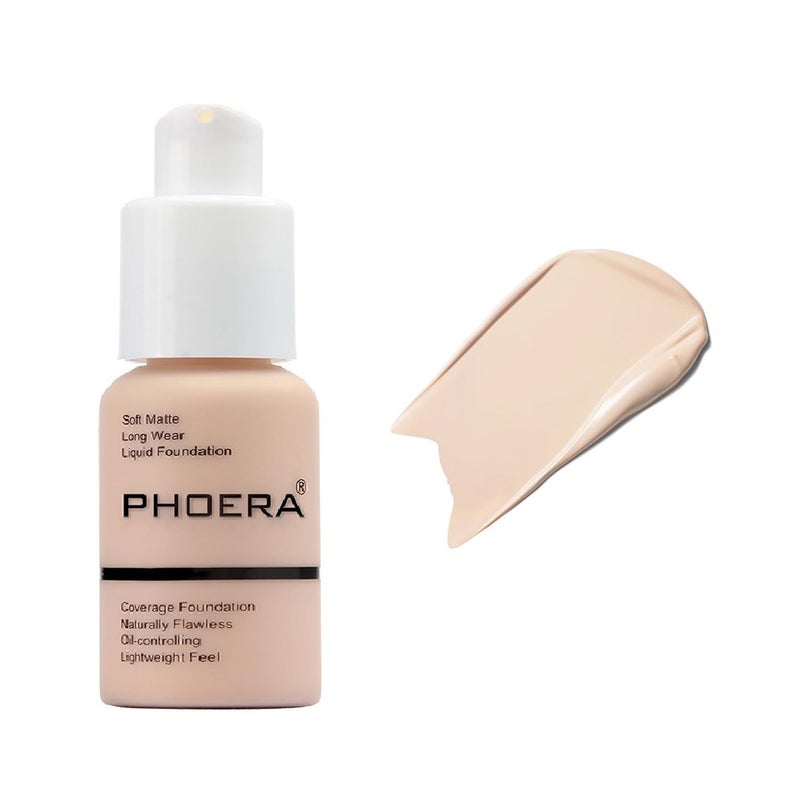 WFWJ PHOERA Foundation,Matte Oil Control Concealer Cream,Long Lasting Waterproof Makeup,Full Coverage Foundation (101 Porcelain) - Image 1