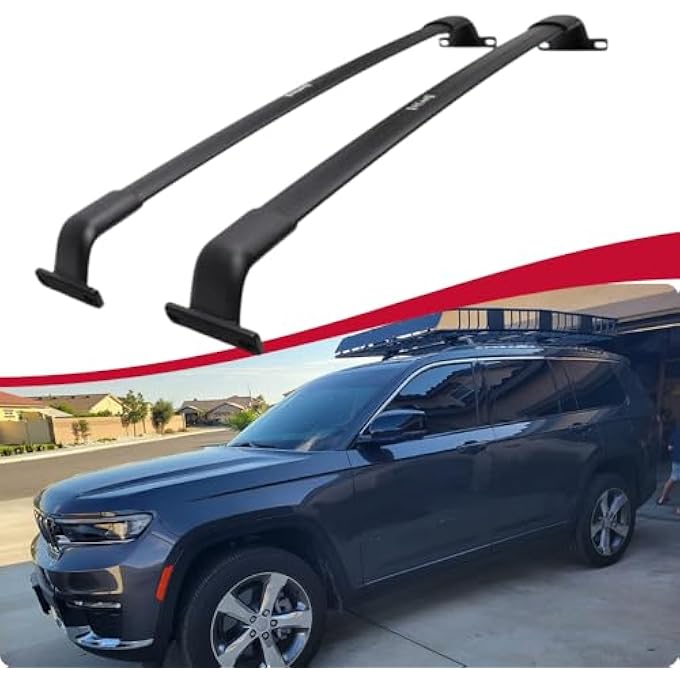 rayihni Roof Rack Cross Bars fit for Jeep Grand Cherokee L 2021 2022 2023 Aluminum Cross Bar (Black) - Image 2