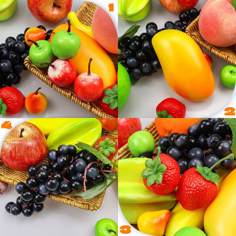 Lorigun 12 Kinds of Artificial Fruits Pack, 12 Different Fruits in One Set, Fake Fruits for Home Decor, Simulation Fruit Set, Party Chirstmas Decortion, Fruit Modle for Photoshoot Total 16 Pcs - Image 3