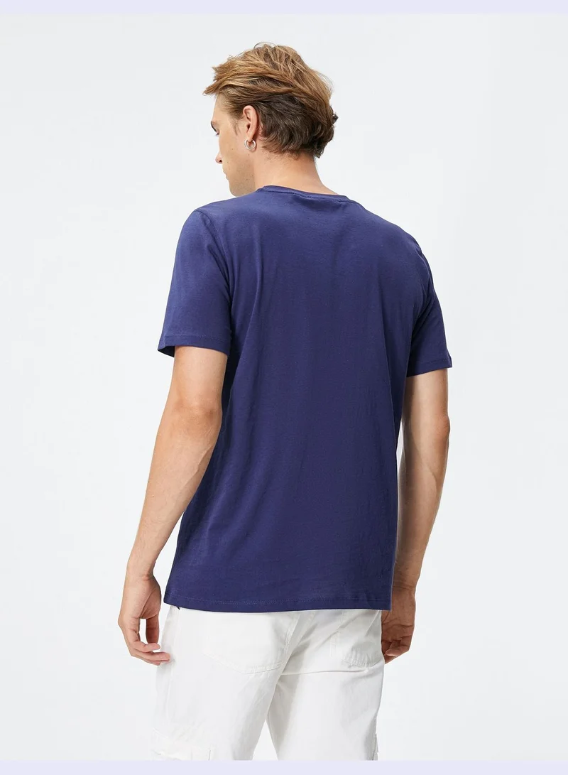 KOTON College Printed Crew Neck Short Sleeve Cotton T-Shirt