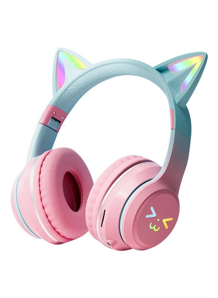 MOCOM Gradient Cat Ear Bluetooth Headset - Wireless Over Ear Headphones with RGB Lights and Long Battery Life - Image 1