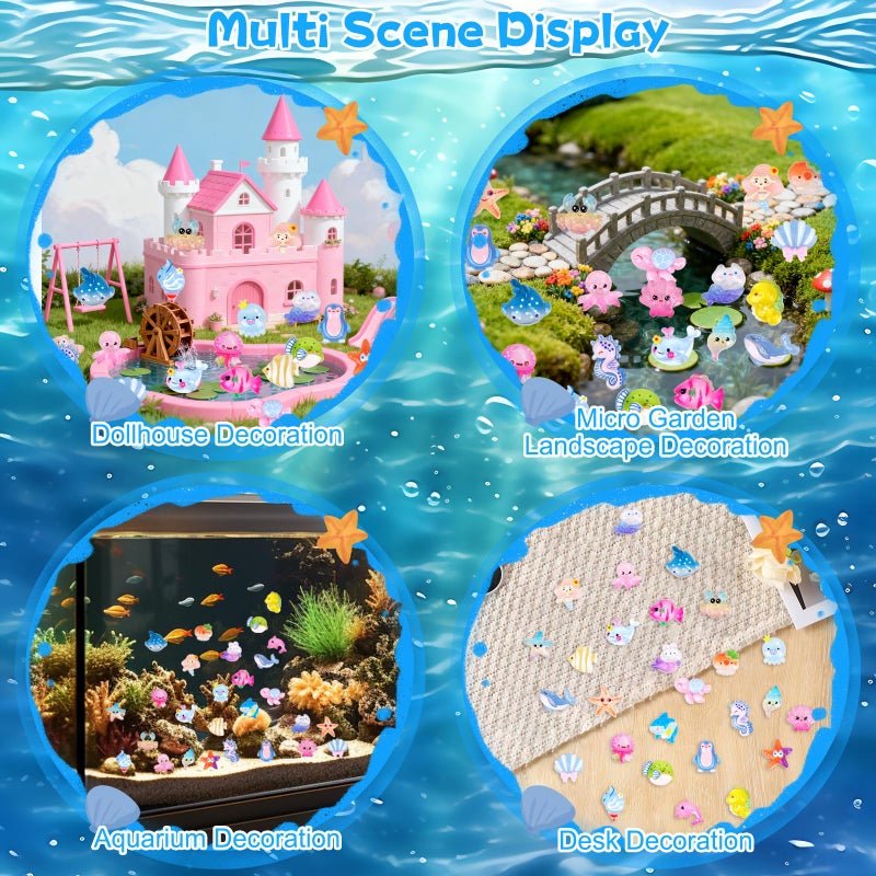 Hysagtek Mini Ocean Resin Animals Blind Bags - 100 Pcs Luminous Tiny Sea Animals Glow in The Dark Miniature Figurines Aquarium Decor for DIY Fish Tank Potted Christmas Dollhouse Decor Xmas Gift - Image 4