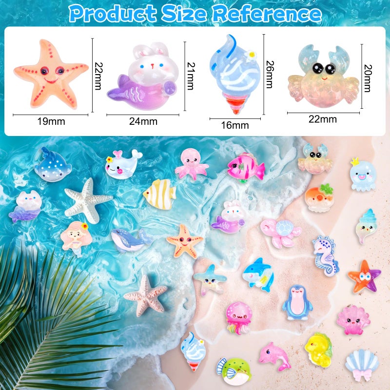 Hysagtek Mini Ocean Resin Animals Blind Bags - 100 Pcs Luminous Tiny Sea Animals Glow in The Dark Miniature Figurines Aquarium Decor for DIY Fish Tank Potted Christmas Dollhouse Decor Xmas Gift - Image 2