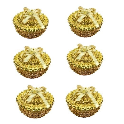 Awadh 6PCS Acrylic Golden Decorative Box for Mini Storage For gift Mini Storage Diwali Gift box Deepawali Ring Jewellery Dry Fruits Container Case DIY Round Shape Pack Of 6 - Image 1