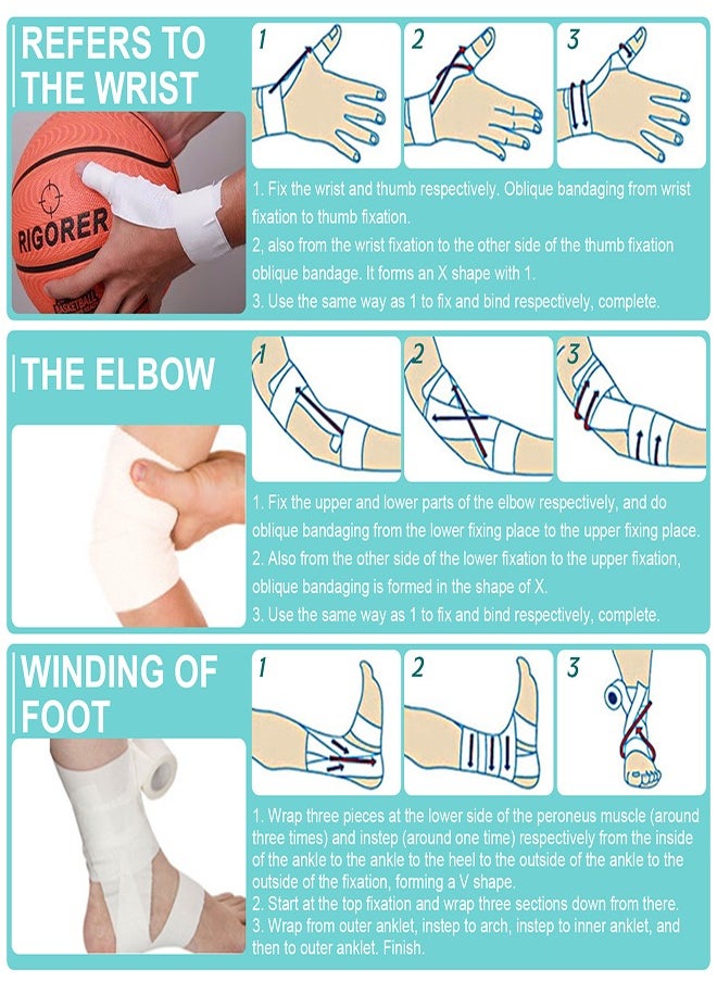 3 Rools Sports Tape Cotton Elastic Muscle Bandage