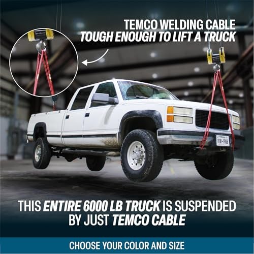 TEMCo Industrial كابل لحام TEMCo 2/0 قياس AWG بطول 10 أقدام باللون الأسود + 10 أقدام باللون الأحمر مصنوع من النحاس النقي في الولايات المتحدة الأمريكية - كابل بطارية ثقيل الوزن للطاقة الشمسية، العاكس، السيارة، RV، الشاحنة - Image 5