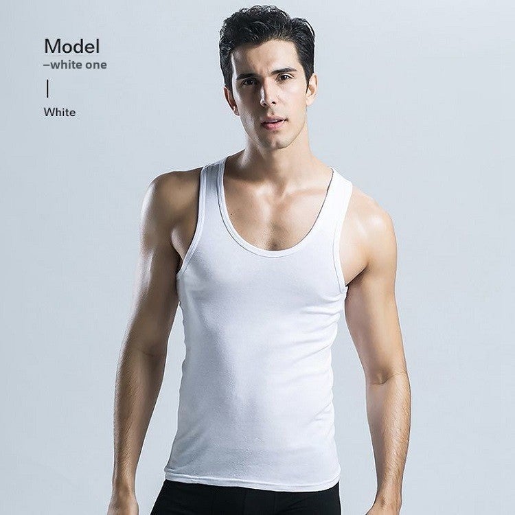Mens Cotton Breathable Vest Summer Pure cotton vest white 