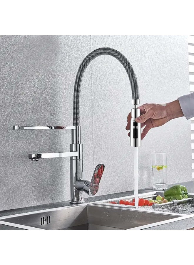 مطبخ صنبور رذاذ رأس, 360 درجة دوار منفذ الصنبور Extender, استبدال الصنبور نهاية ناشر, FM22 M24 صنبور مرفق حوض المطبخ, 3 أوضاع مكافحة الرش (الفضة) - Image 5