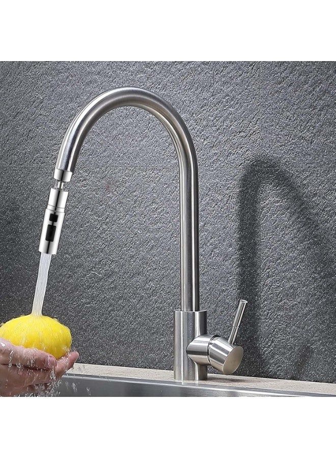 مطبخ صنبور رذاذ رأس, 360 درجة دوار منفذ الصنبور Extender, استبدال الصنبور نهاية ناشر, FM22 M24 صنبور مرفق حوض المطبخ, 3 أوضاع مكافحة الرش (الفضة) - Image 4