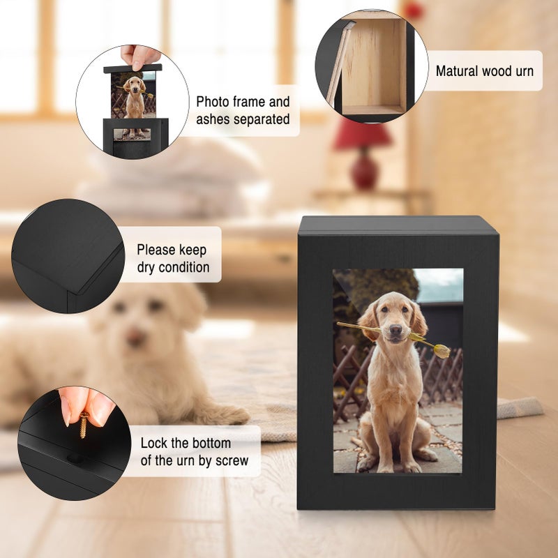 SOITIS Small Wood Urn for Human Ashes, Cremation Ashes Urns Black with Photo Frame - Mini Memorial Wood Urns Box, Decorative Keepsake Urn for Women Men - Small Size Urn - Image 5