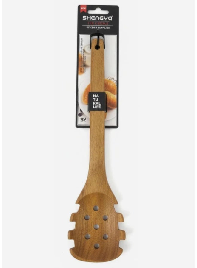 شنغيا ملعقة تقديم المعكرونة الخشبية من شينغيا - مثالية للسباغيتي والنودلز، تصميم مقاوم للخدش (30 سم) - Image 1