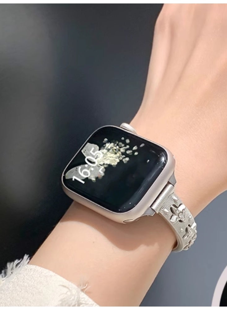 Watch Strap Advanced Metal Replacement Strap Bracelet Star Silver For iwatch4/5/6/se(40mm) - Image 5