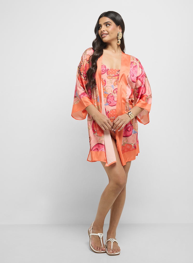 GUESS Belted Satin Kimono - Image 4
