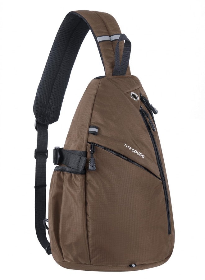TITECOUGO Sling Backpack Travel Shoulder Bag Lightweight Chest Daypack One Strap Crossbody Bags Camp Day Packs for Women and Men Hiking Accessories Large Coffee - Image 1