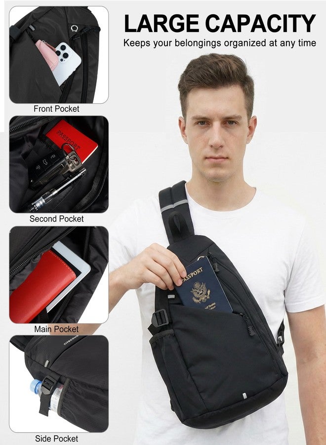 TITECOUGO Sling Backpack Travel Shoulder Bag Lightweight Chest Daypack One Strap Crossbody Bags Camp Day Packs for Women and Men Hiking Accessories Large Coffee - Image 2