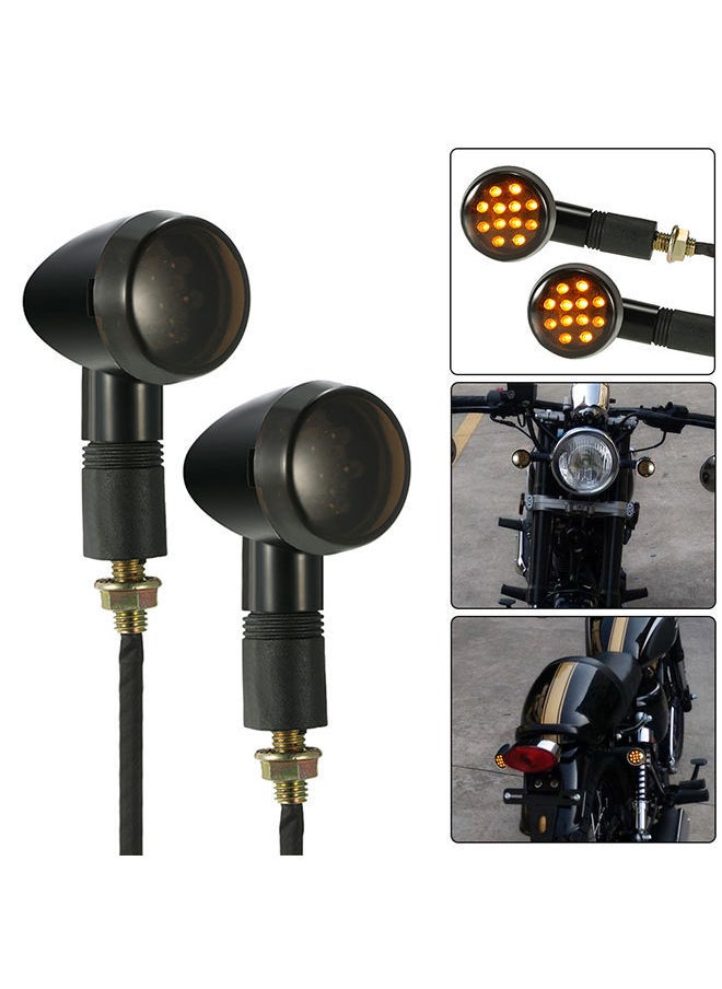 NIBEMINENT One Pair of Motorcycle LED Turn Signal Light for Cafe Racer Custom Universal  - Image 4
