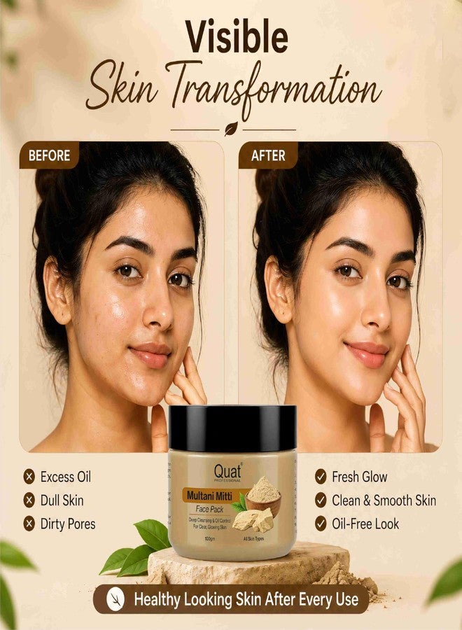 Quat Professional Multani Mitti Face Pack, Deep Cleansing & Oil Control, for Clear Glowing Skin, All Skin Types (100gm) - Image 4