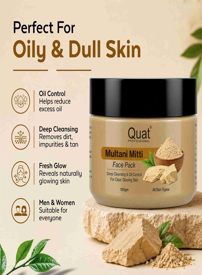 Quat Professional Multani Mitti Face Pack, Deep Cleansing & Oil Control, for Clear Glowing Skin, All Skin Types (100gm) - Image 1