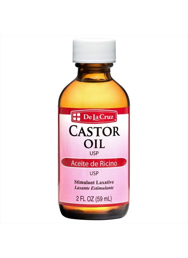 De La Cruz Castor Oil - 100% Pure Expeller Pressed Castor Oil for Nourishing Skin, Hair, Eyelashes, and Eyebrows - Natural Laxative USP Grade, 2 FL Oz  - Image 1