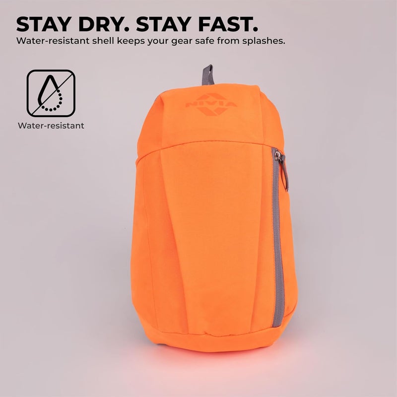 Nivia Pulse Junior 2.0 Backpack For Men & Women, Water-Resistant Sports Backpack, Lightweight, Durable 600D Polyester, Double-Zip Main Compartment & Secure Front Pocket, Capacity-10 Litres (Orange) - Image 3
