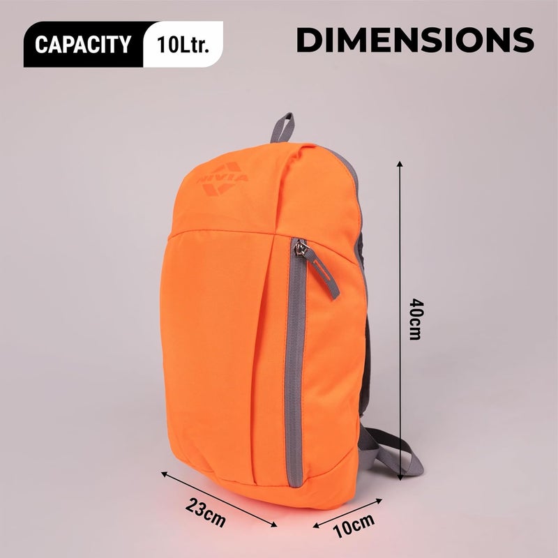 Nivia Pulse Junior 2.0 Backpack For Men & Women, Water-Resistant Sports Backpack, Lightweight, Durable 600D Polyester, Double-Zip Main Compartment & Secure Front Pocket, Capacity-10 Litres (Orange) - Image 5