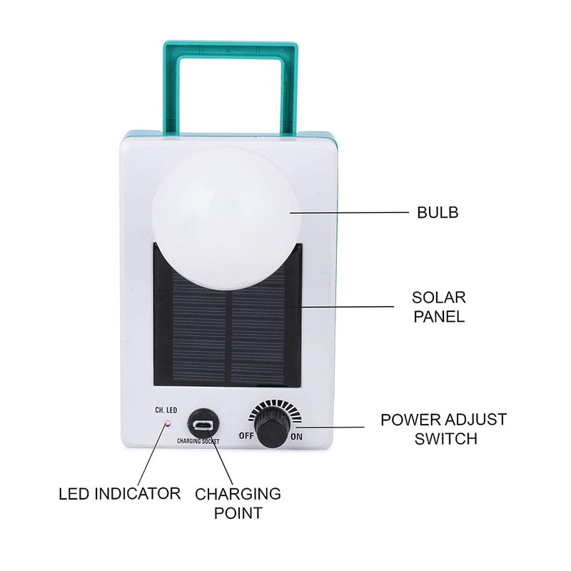 Home Office Travel Outdoor Camping LED Emergency Light Solar Electric Rechargeable Portable Lantern Torch Table Lamp with Eye Protection Glass Blue Pack of 1  - Image 2