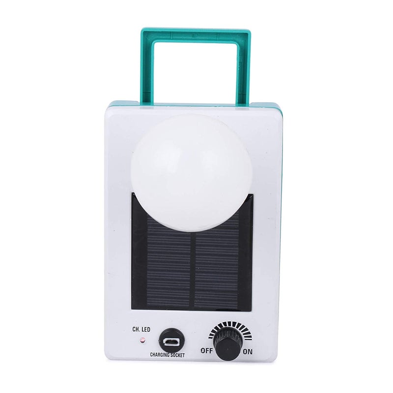 Home Office Travel Outdoor Camping LED Emergency Light Solar Electric Rechargeable Portable Lantern Torch Table Lamp with Eye Protection Glass Blue Pack of 1  - Image 1