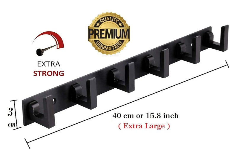 DOCOSS Metal Extra Long 40 cm 6 Pin Wall Hooks Hanger for Hanging Keys, Clothes, Towel - Black - Image 3