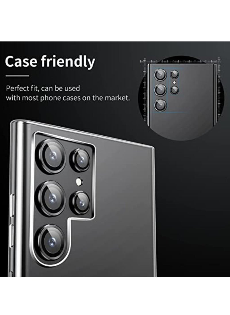 vesus [5 in 1] Camera Lens Protector for Samsung S23 Ultra, Scratch-Resistant Ultra-Thin Tempered Glass with Aluminum Edge, Drop-Proof Alloy Camera Screen Protector for S23 Ultra (S23 Ultra, Black) - Image 5